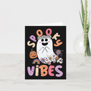 Tarjeta Halloween Spooky Vibes Cute Ghost Groovy Costume W