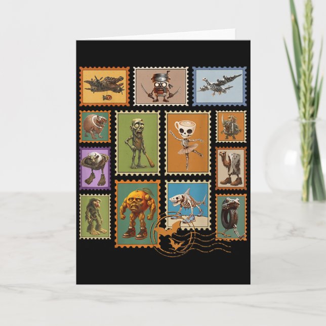 Tarjeta Halloween Stal Stamps Italian Brainrot Zombie  (Anverso)