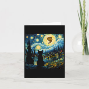 Tarjeta Halloween Starry Night Black Cat Comma La Kamala H