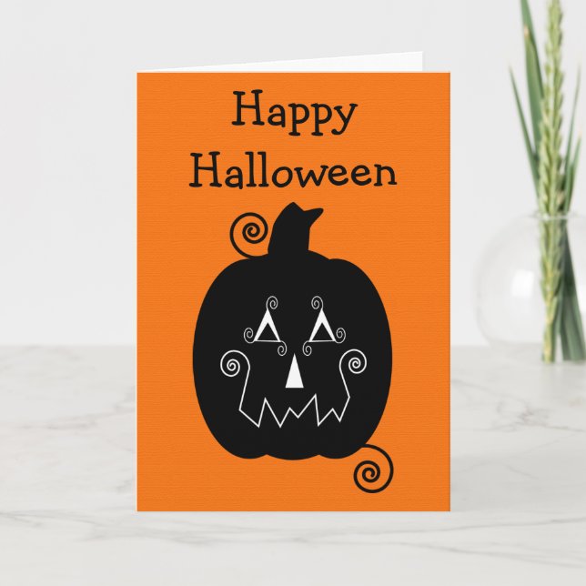 Tarjeta Halloween Stripes Jack O'Lantern Card (Anverso)
