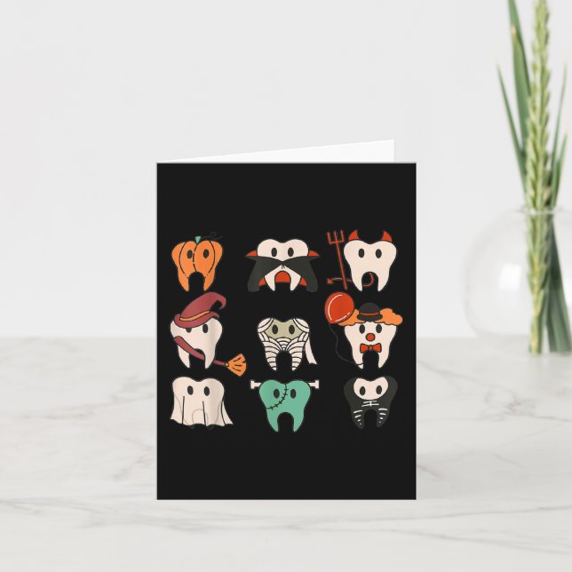 Tarjeta Halloween Teeth Spooky Halloween Dentist Cita (Anverso)