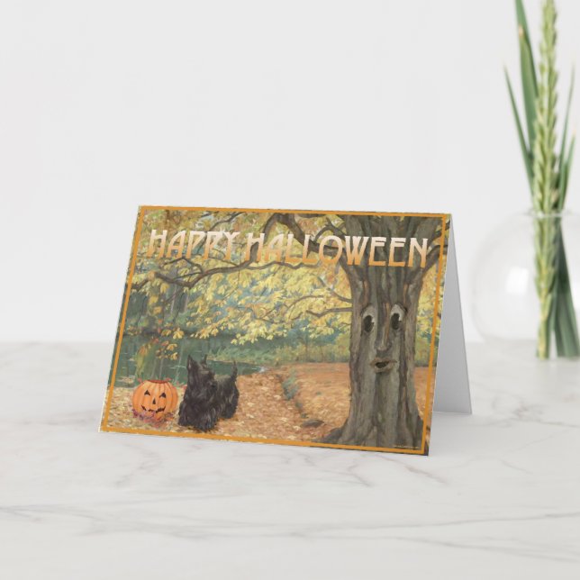 Tarjeta Halloween Terrier Escocés (Anverso)