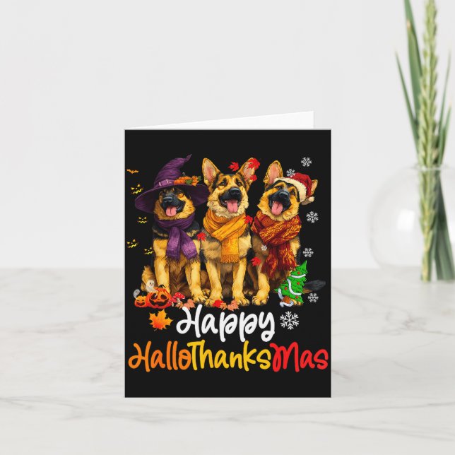 Tarjeta Halloween Thanksgiving Christmas German Shepherd D (Anverso)