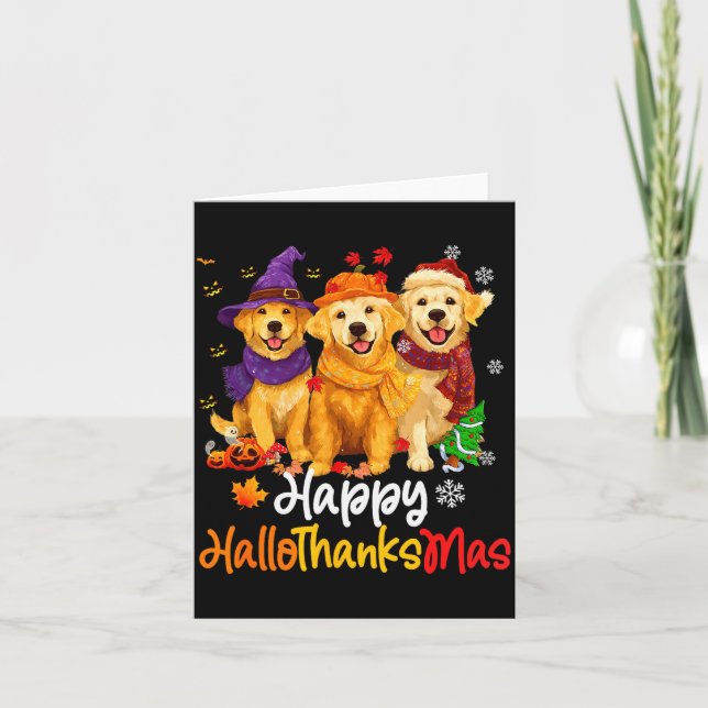 Tarjeta Halloween Thanksgiving Christmas Golden Retriever  (Anverso)