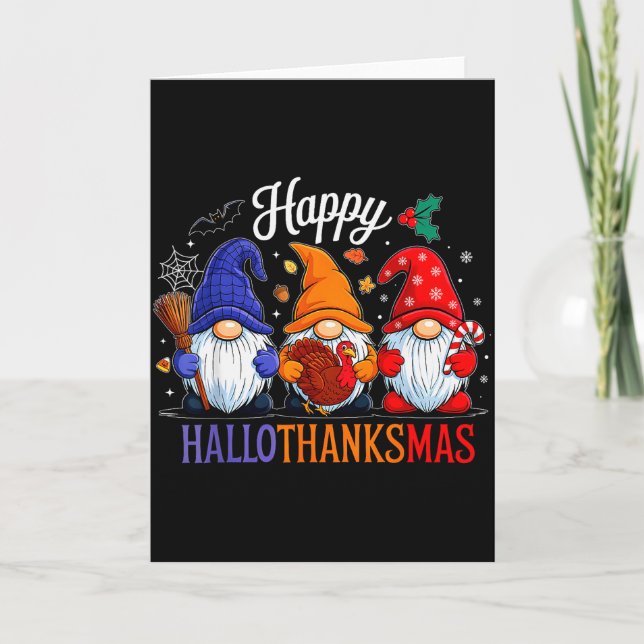 Tarjeta Halloween Thanksgiving Christmas Happy Hallothanks (Anverso)