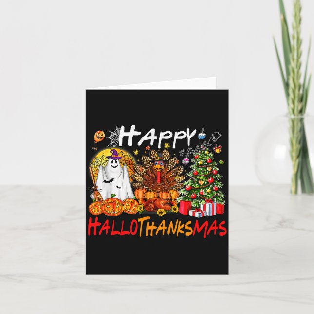 Tarjeta Halloween Thanksgiving Christmas Turkey Happy Hall (Anverso)