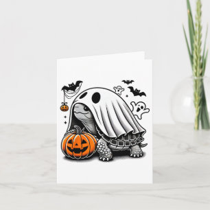 Tarjeta Halloween Tortuga Fantasma Ropa de calabaza