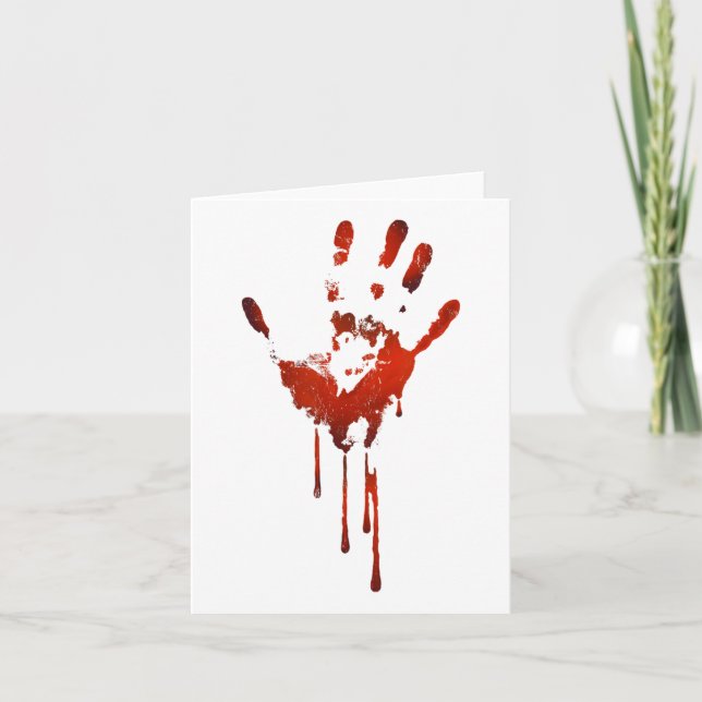 Tarjeta Halloween traje de impresión para manos sangrienta (Anverso)