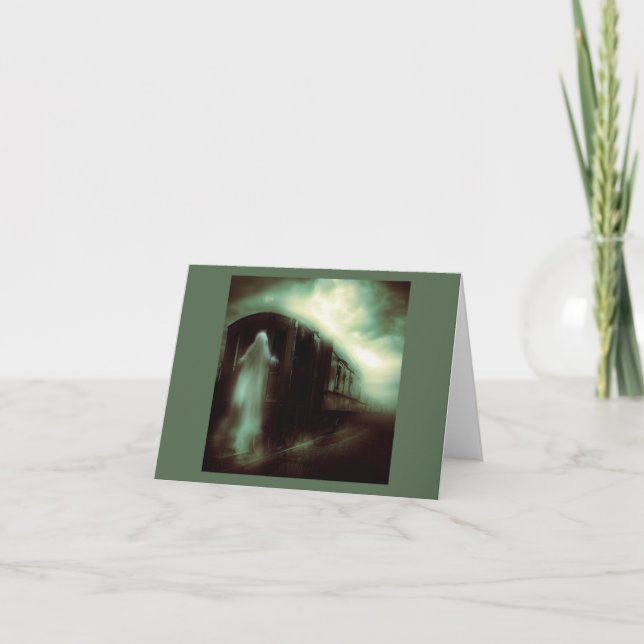 Tarjeta Halloween - Tren perseguido 1 (Anverso)