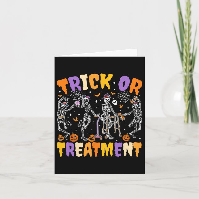 Tarjeta Halloween Truco o Tratamiento Pt Fisioterapia T (Anverso)