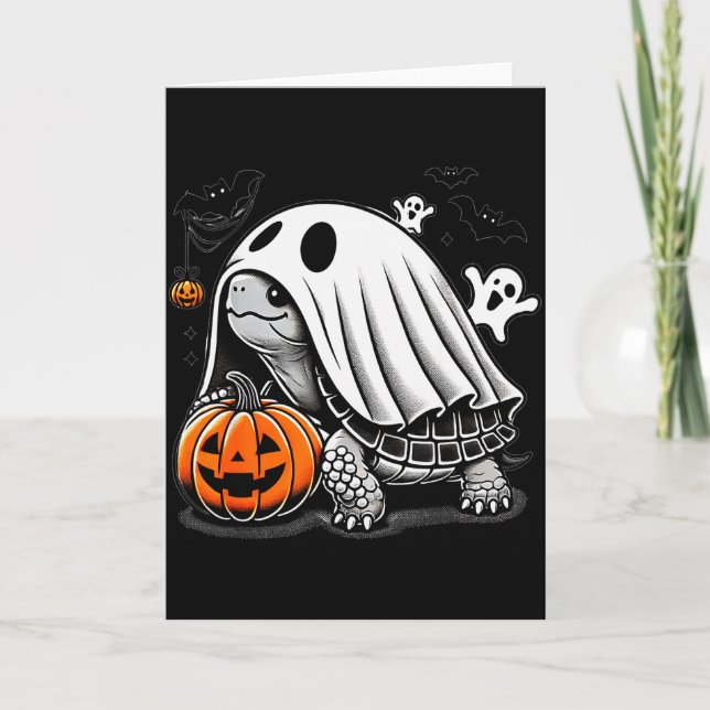 Tarjeta Halloween Turtle Ghost Pumpkin Costume Terran Tort (Anverso)
