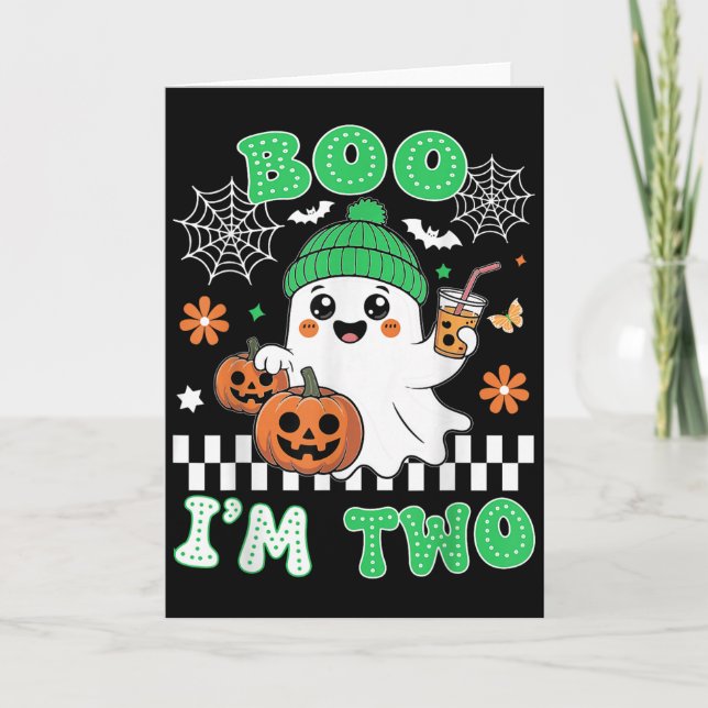 Tarjeta Halloween Two Birthday Boo Im Two Groovy Birthday  (Anverso)