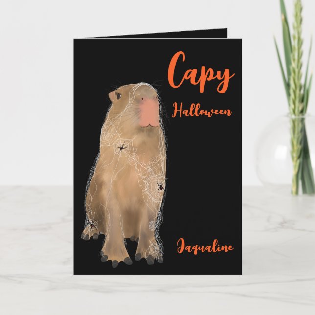 Tarjeta Halloween, un Ilustracion espeluznante de Capybara (Anverso)