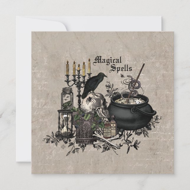 Tarjeta Halloween vanguardista y moderno bajo el fuego (Anverso)