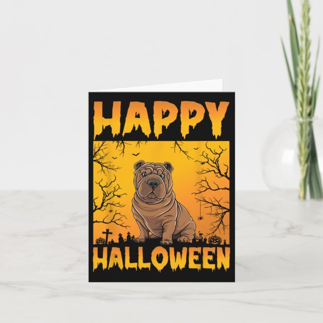 Tarjeta Halloween Vestidos Hombres Mujeres Niños Divertido (Anverso)