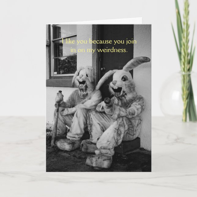 Tarjeta Halloween Vintage - Conejos raros de escepticismo, (Anverso)