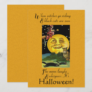 Tarjeta Halloween vintage cuando las brujas van
