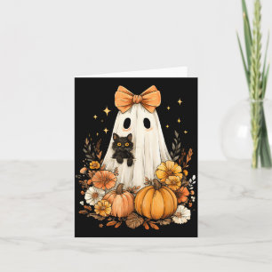 Tarjeta Halloween Vintage Lindo Fantasma Gato Negro Calaba