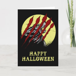 Tarjeta Halloween Werewolf Scary Howling Wolf