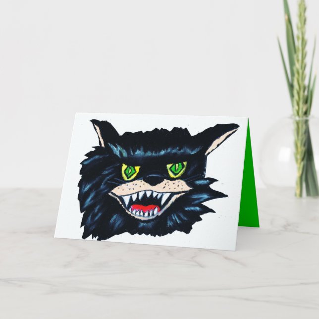Tarjeta HALLOWEEN WICKED BLACK CAT card (Anverso)