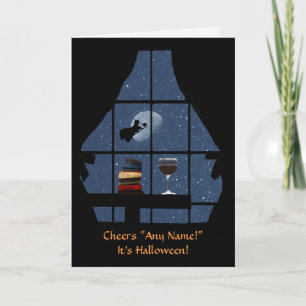 Tarjeta Halloween Wine and Witch Funny Custom Name