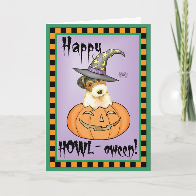 Tarjeta Halloween Wire Fox Terrier (Anverso)