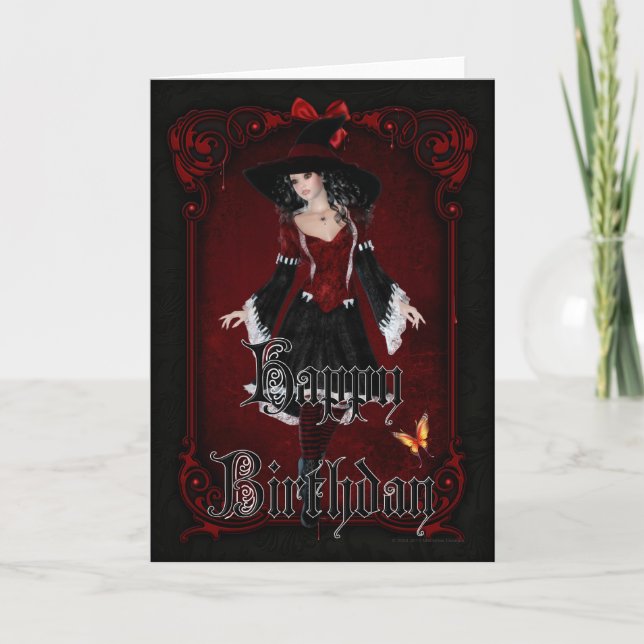 Tarjeta Halloween Witch 8 Octubre Feliz cumpleaños (Anverso)