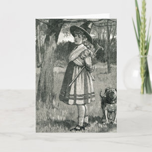 Tarjeta Halloween Witch Child con Ilustracion de Perro Pug