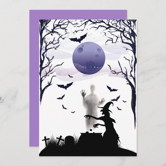 Tarjeta Halloween Witch Crafting Potion (Anverso / Reverso)