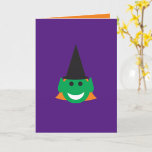 Tarjeta Halloween Witch Cute Diversión Sonriendo Feliz Púr