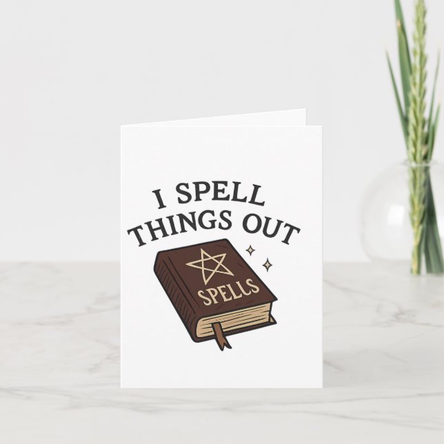 Tarjeta Halloween Witch Logic I Spell Things Out Spelbook (Anverso)