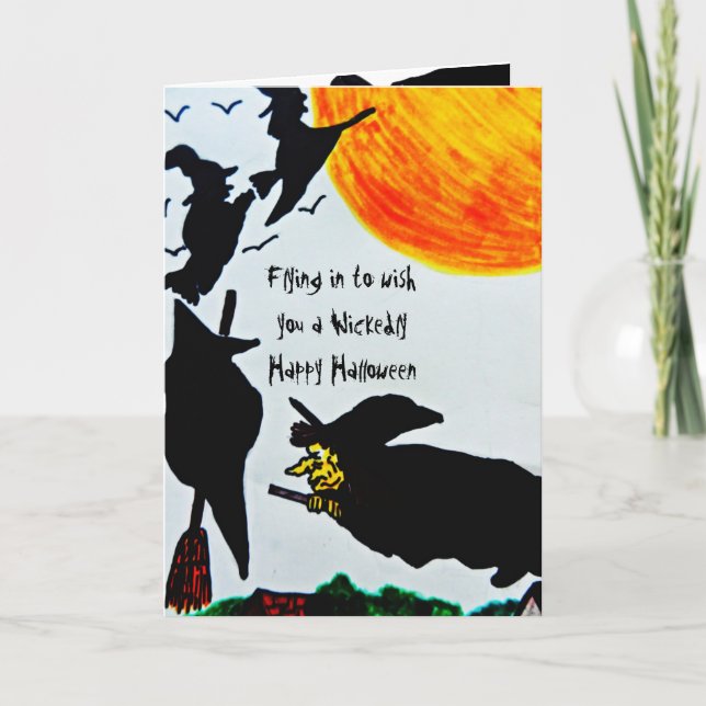 TARJETA HALLOWEEN WITCH NO VOLAS DE LA MANO (Anverso)