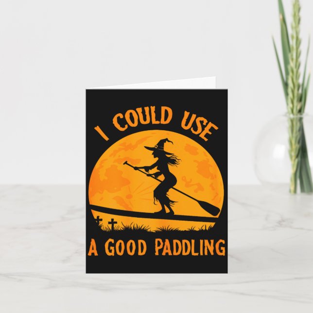 Tarjeta Halloween Witch Paddleboarder Sup Standup Paddling (Anverso)