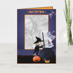 Tarjeta Halloween Witch Stirring Cauldron (fotograma)