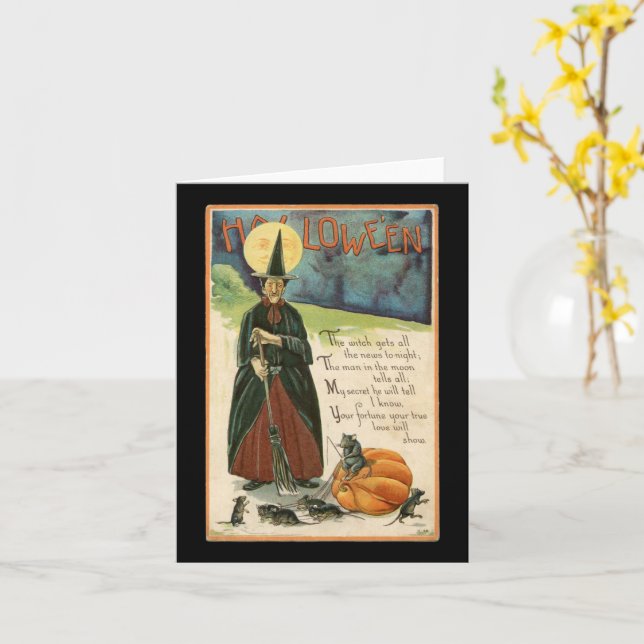 Tarjeta Halloween Witch Vintage Card (flor amarilla)