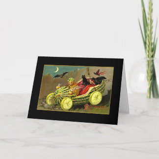 Tarjeta Halloween Witch's Watermelon Car