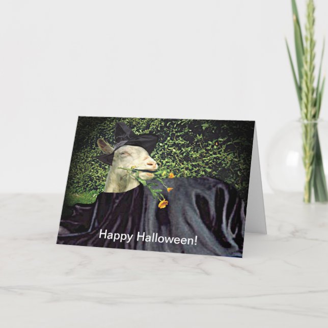 Tarjeta Halloween Wizard Goat (Anverso)