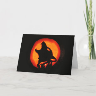 Tarjeta Halloween Wolf Howling