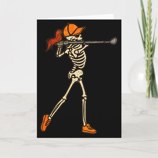 Tarjeta Halloween Women Golf Skeleton Funny Golf Halloween (Anverso)