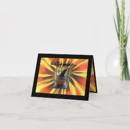 Tarjeta Halloween y el uso de la Gorra Bruja