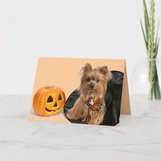 Tarjeta Halloween Yorkie (Anverso)