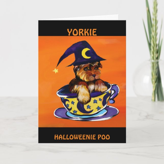 Tarjeta Halloween Yorkie poo (Anverso)
