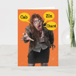 Tarjeta Halloween Zombie Feliz Wino de Halloween