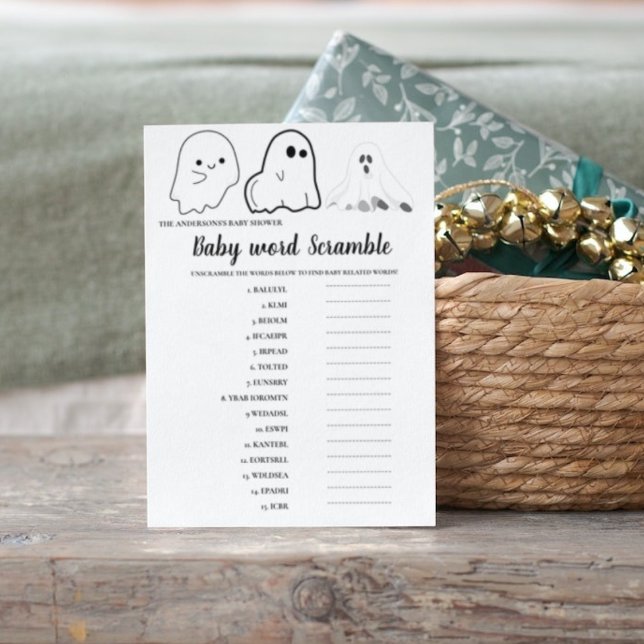 Tarjeta HalloweenGhost Baby scramble word Baby ducha game (Subido por el creador)