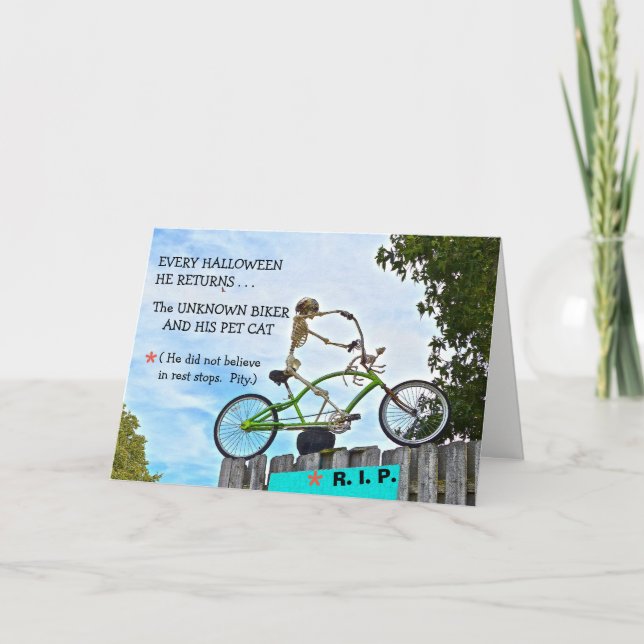 TARJETA "HALLOWEWEB HUMOR/EL BICICLETA DESCONOCIDO"/TARJET (Anverso)