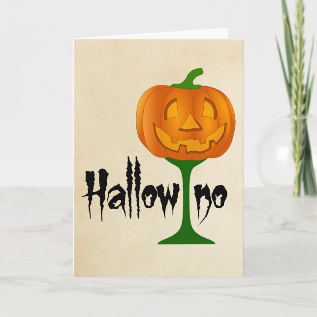 Tarjeta Hallowino de calabaza de Vino Halloween (Anverso)