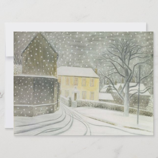 Tarjeta Halstead Road en la nieve (por Eric Ravilious) (Anverso)