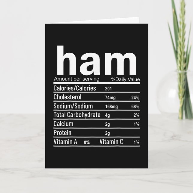 Tarjeta Ham Nutrition Facts Funny Thanksgiving Christmas F (Anverso)