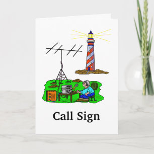Tarjeta Ham Radio Operator en Lighthouse Greeting Card