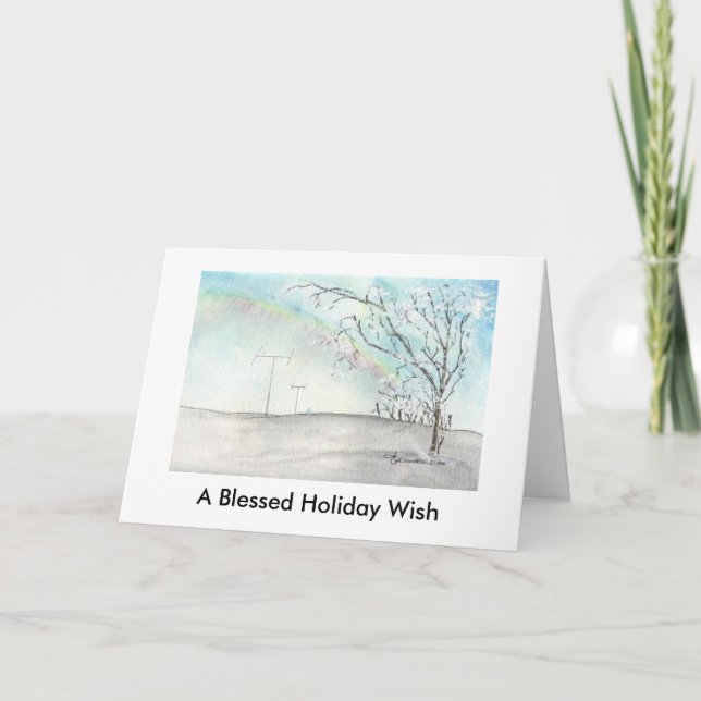 Tarjeta Ham Radio Winter Rainbow Navidades (Anverso)